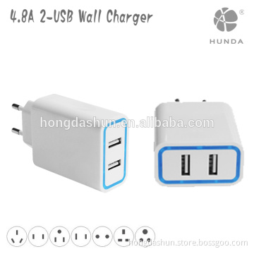 High Speed Mobile phones 2-Port USB Home Travel Charger Plug Power Adapter dual usb wall charger
